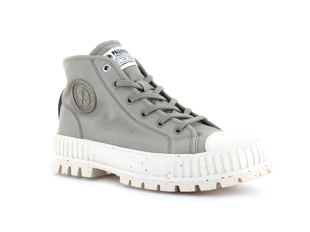 Palladium PALLASHOCK MID ORGANIC Women's High Top Sneakers Dune | Canada-4390