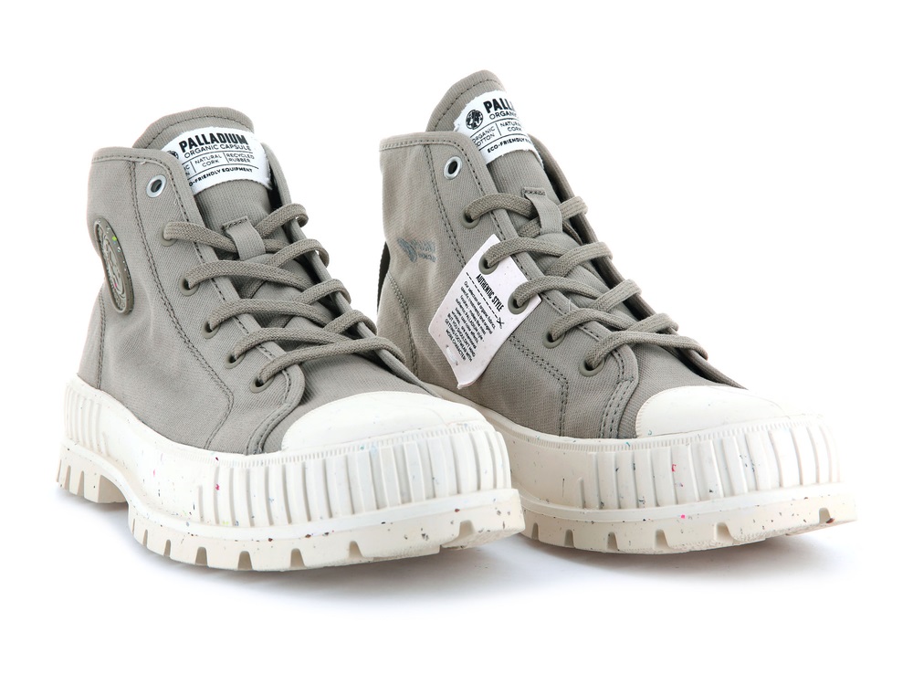 Palladium PALLASHOCK MID ORGANIC Women's High Top Sneakers Dune | Canada-4390
