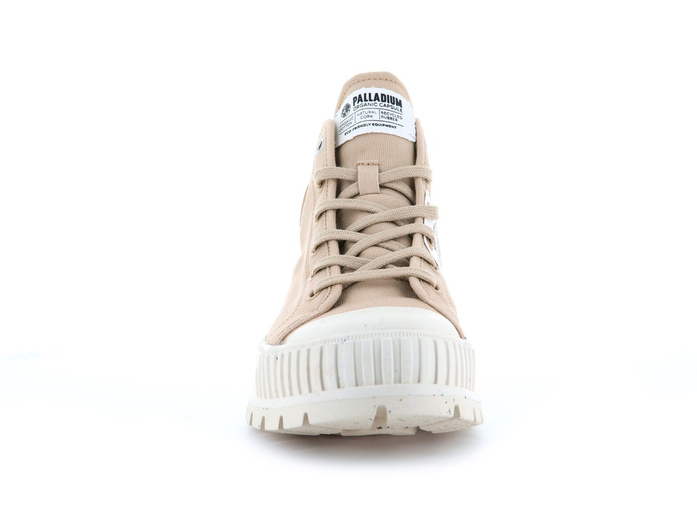 Palladium PALLASHOCK MID ORGANIC Women's High Top Sneakers Desert | Canada-8502