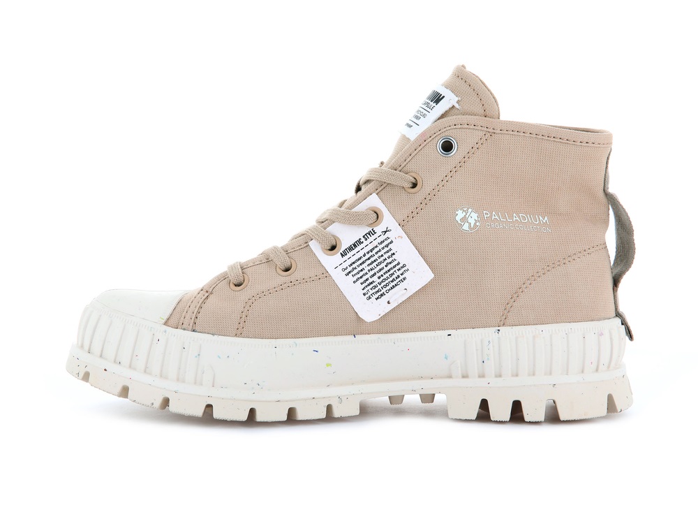 Palladium PALLASHOCK MID ORGANIC Women's High Top Sneakers Desert | Canada-8502
