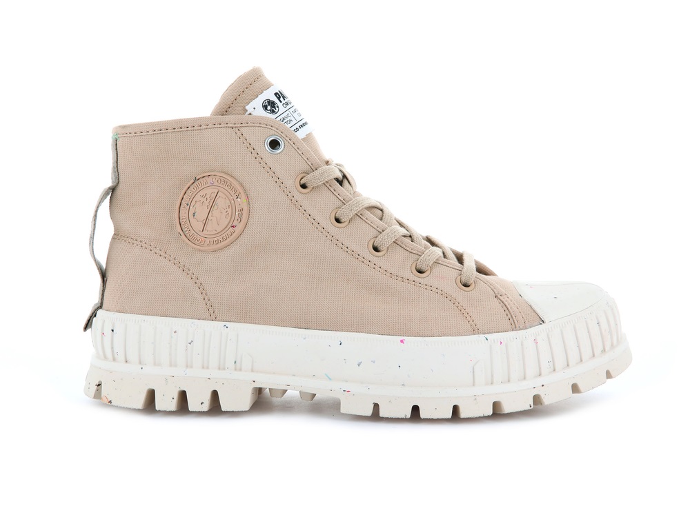 Palladium PALLASHOCK MID ORGANIC Women\'s High Top Sneakers Desert | Canada-8502