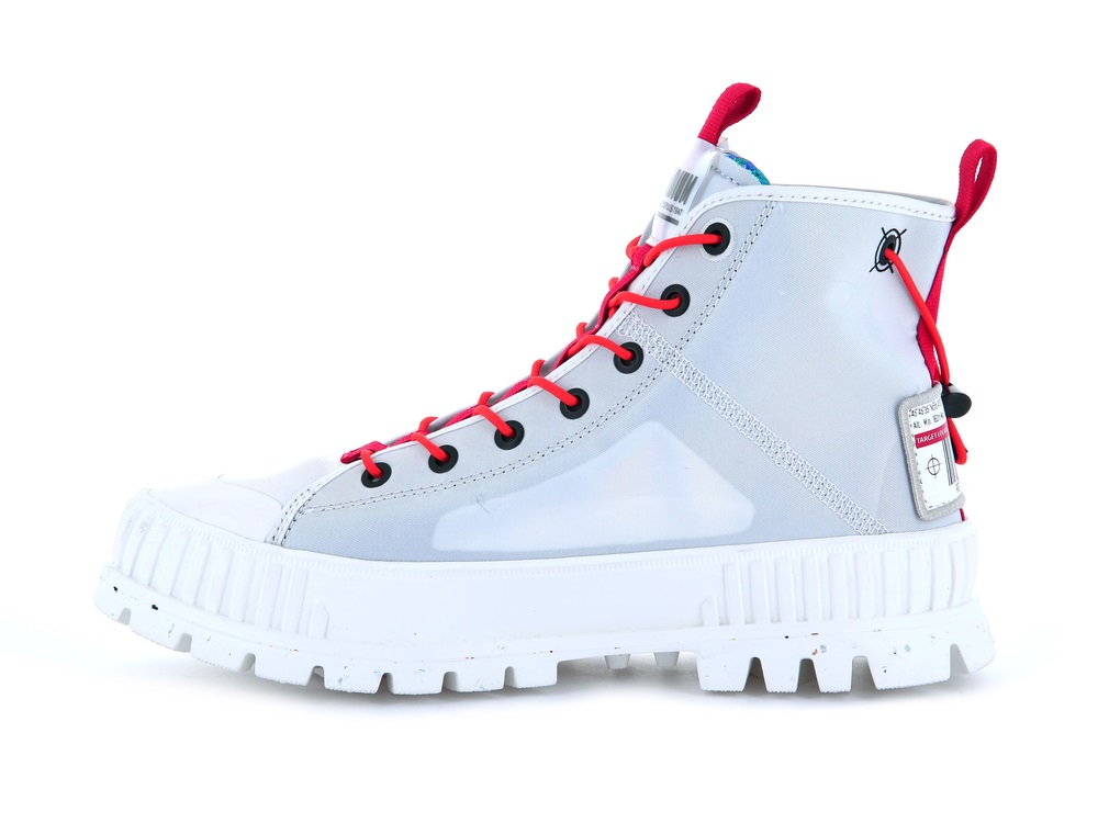 Palladium PALLASHOCK MID TICKET TO EARTH Women's High Top Sneakers White | Canada-1397