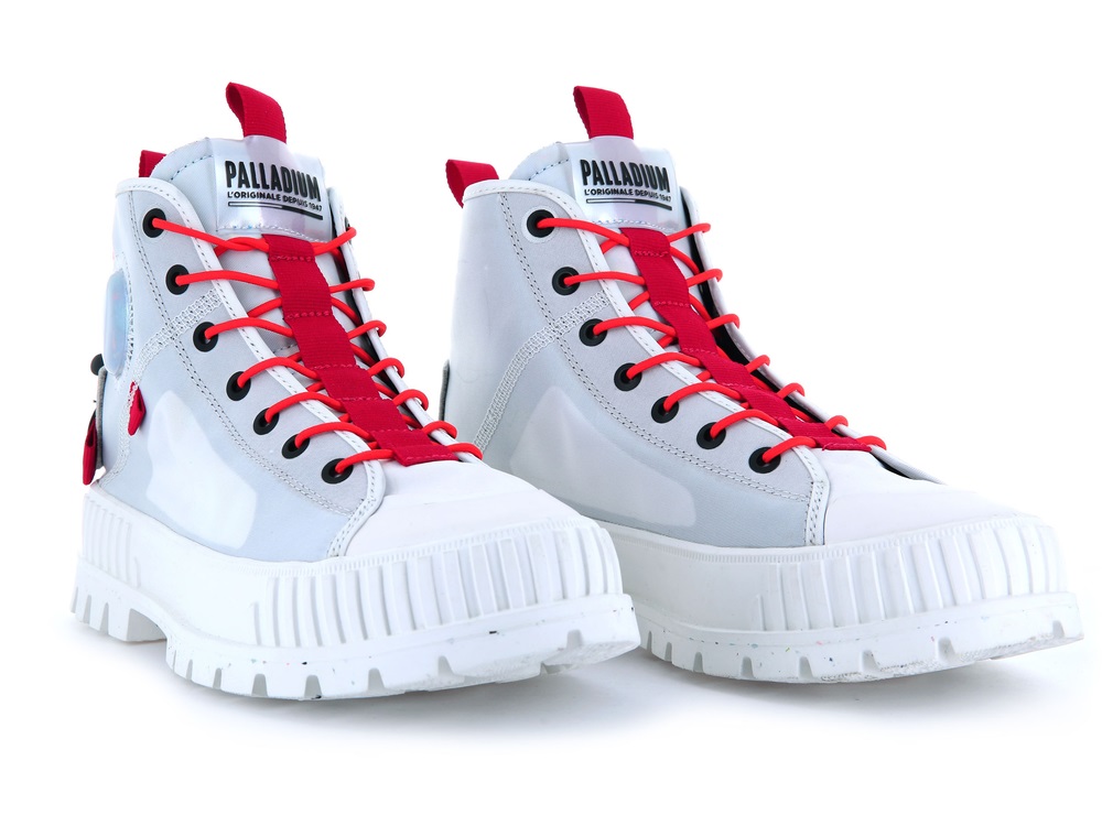 Palladium PALLASHOCK MID TICKET TO EARTH Women's High Top Sneakers White | Canada-1397