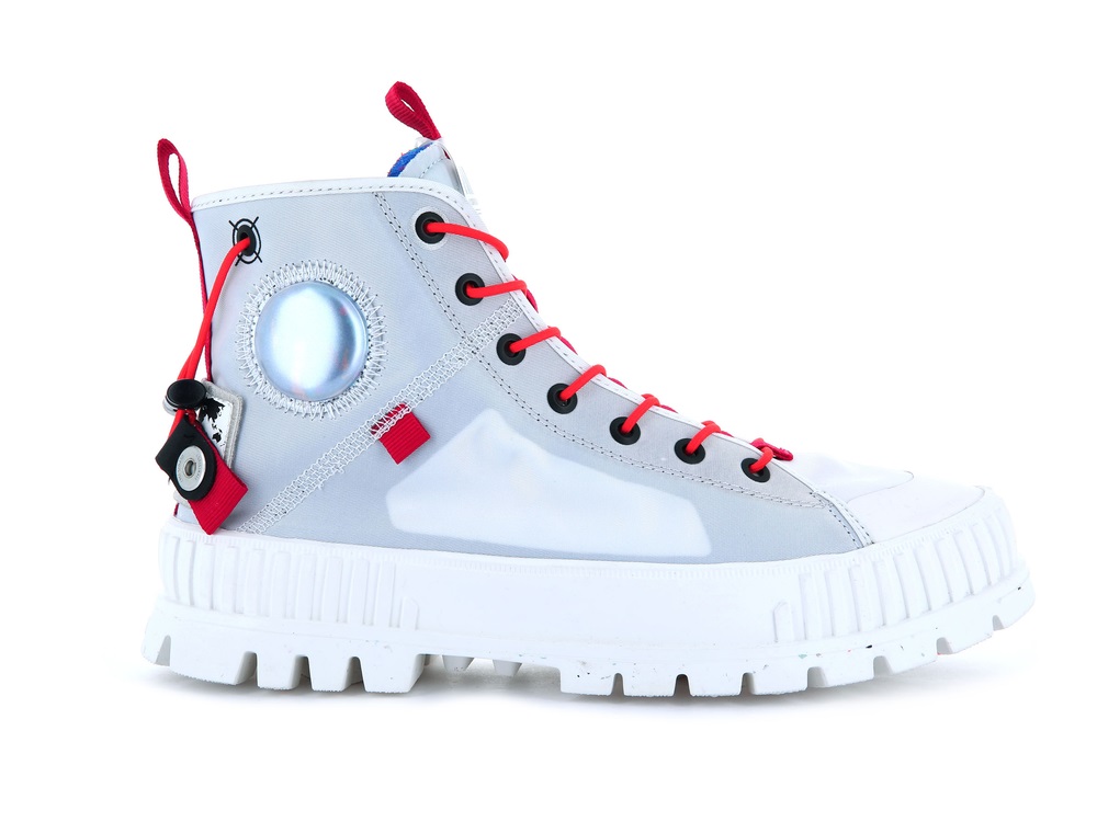 Palladium PALLASHOCK MID TICKET TO EARTH Women\'s High Top Sneakers White | Canada-1397