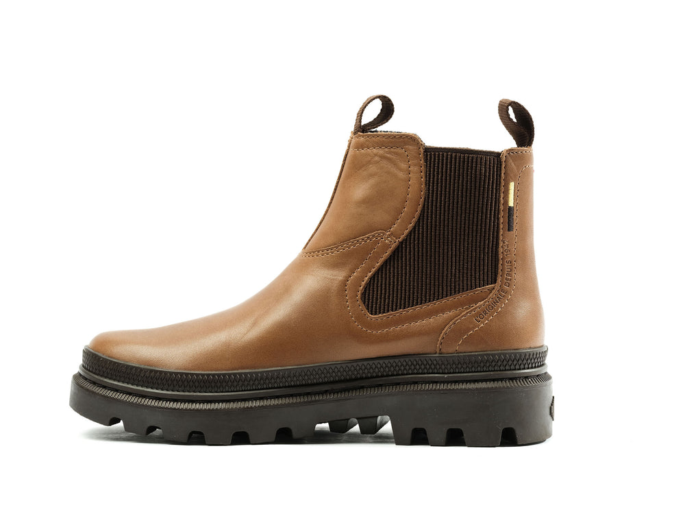 Palladium PALLATROOPER CHE LEATHER Women's Chelsea Boots Brown | Canada-8652