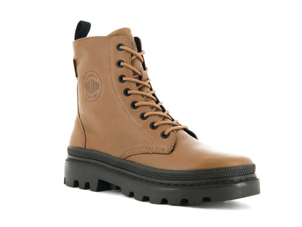 Palladium PALLATROOPER OFF LEATHER Men's Winter Boots Brown | Canada-4815