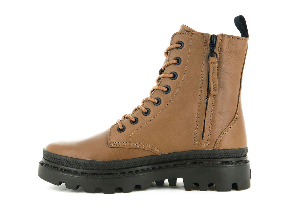 Palladium PALLATROOPER OFF LEATHER Men's Winter Boots Brown | Canada-4815