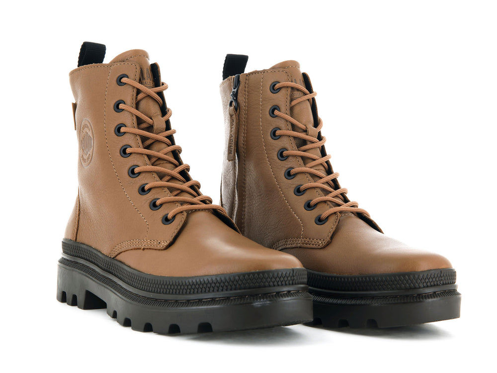 Palladium PALLATROOPER OFF LEATHER Men's Winter Boots Brown | Canada-4815