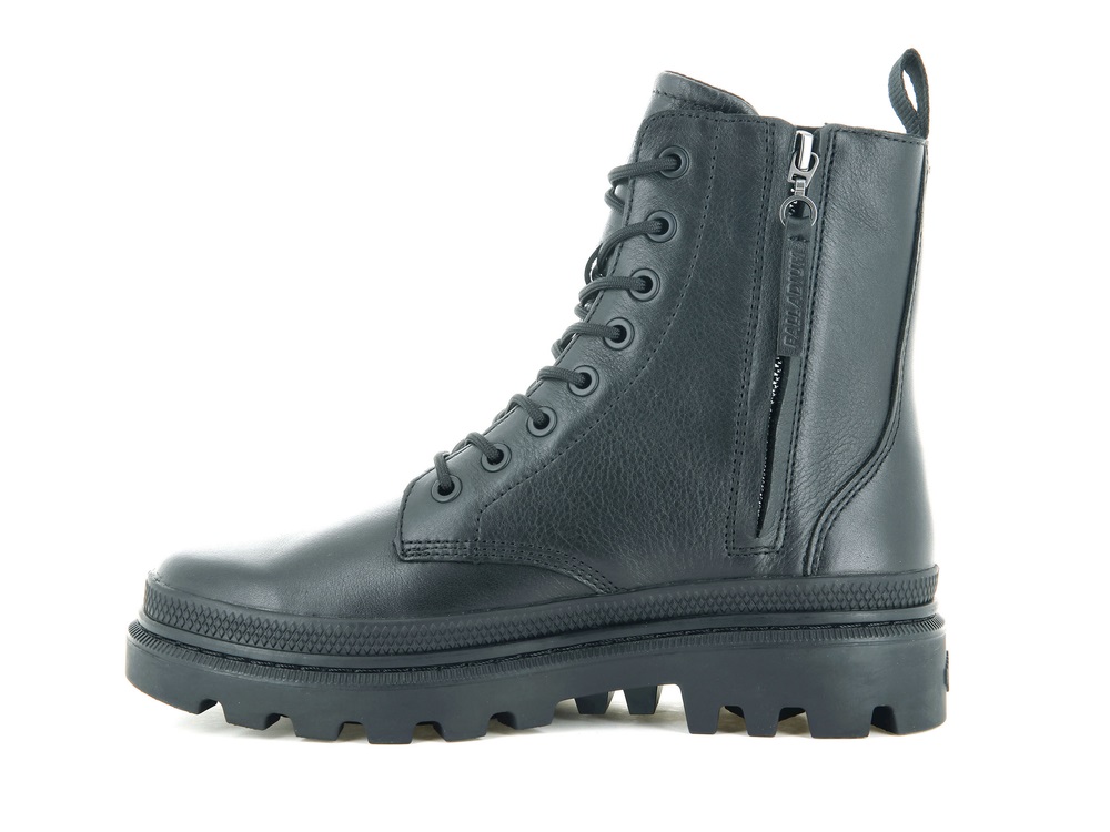 Palladium PALLATROOPER OFF LEATHER Women's Winter Boots Black | Canada-8576