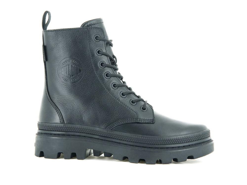 Palladium PALLATROOPER OFF LEATHER Women\'s Winter Boots Black | Canada-8576