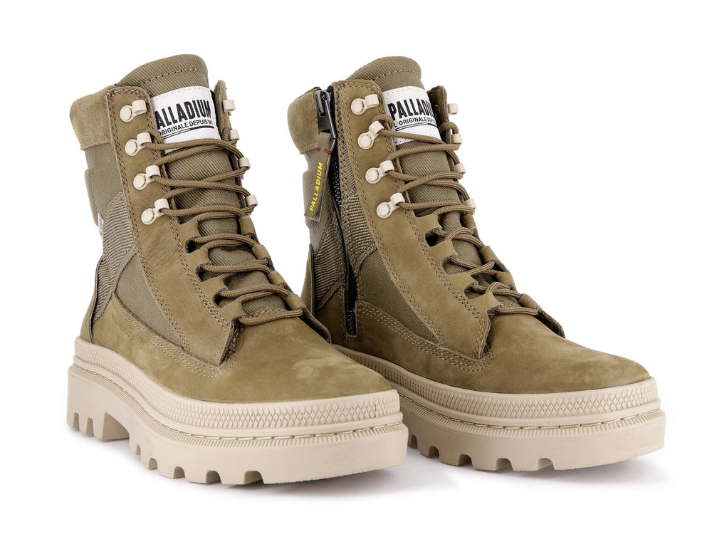 Palladium PALLATROOPER TACTICAL Men's High Top Sneakers Olive | Canada-4756