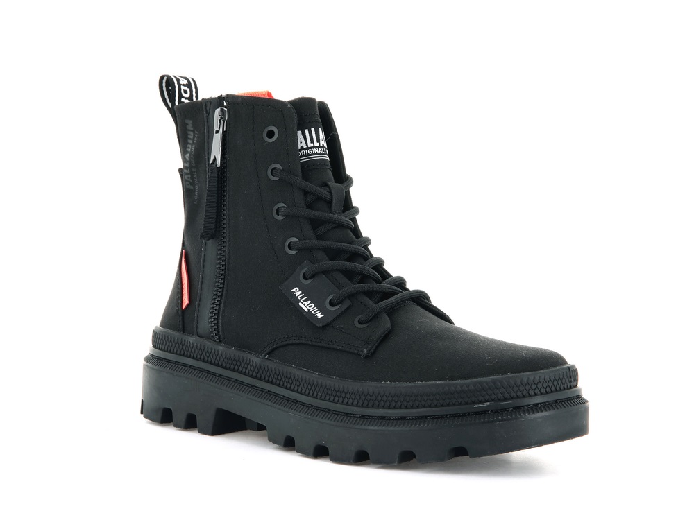Palladium PALLATROOPER ZIP CANVAS Women's High Top Sneakers Black | Canada-0759