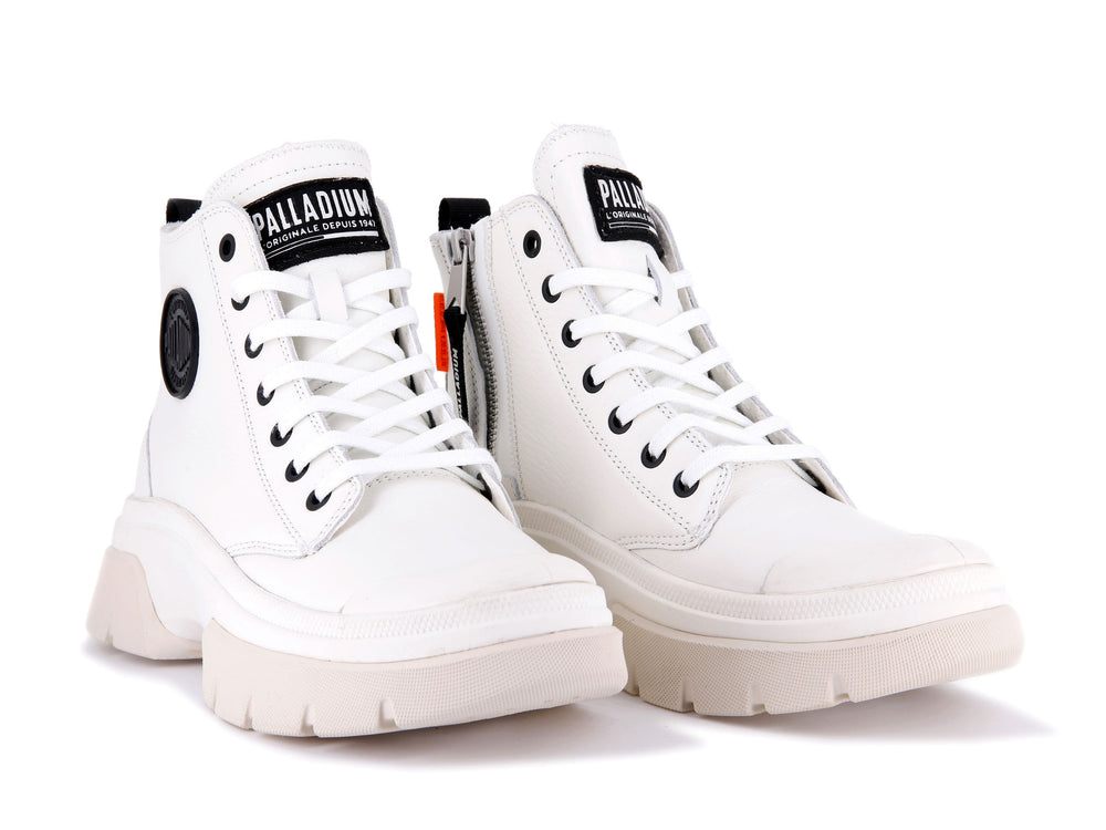 Palladium PALLAWAVE LEATHER Women's Boots White | Canada-2705