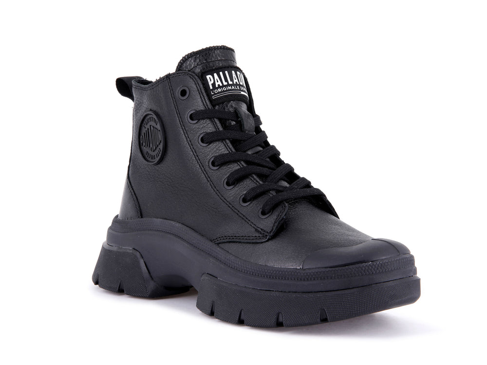 Palladium PALLAWAVE LEATHER Women's Boots Black | Canada-6108