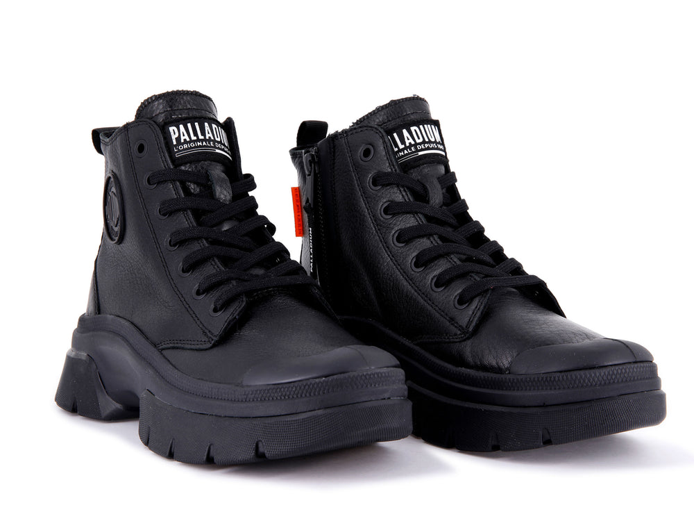Palladium PALLAWAVE LEATHER Women's Boots Black | Canada-6108