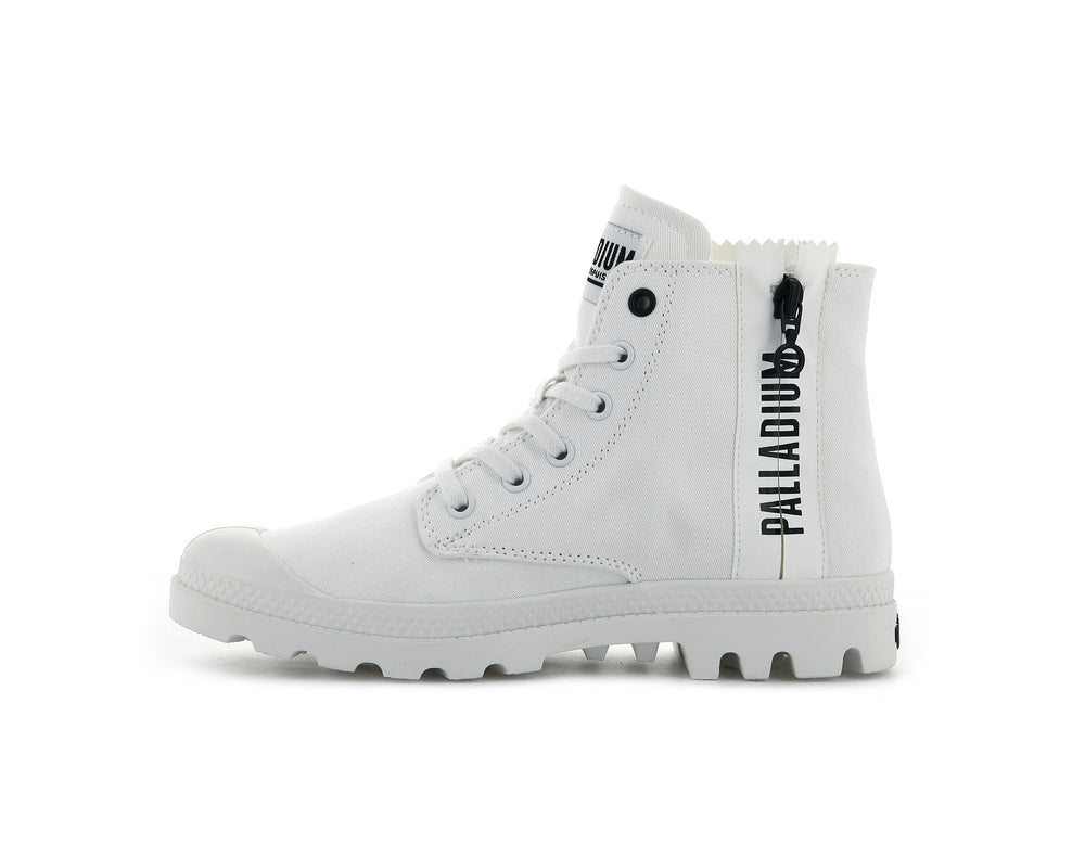 Palladium PAMPA 2 BACK ZIP CANVAS Women's Boots White | Canada-9754
