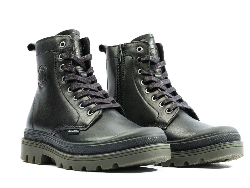 Palladium PAMPA ATELIER HI LEATHER Women's Winter Boots Black | Canada-8596