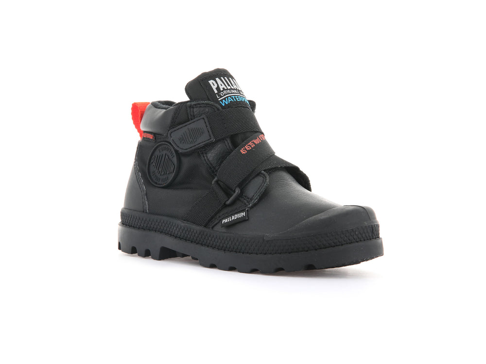 Palladium PAMPA HI CUFFSTR WP+ Kids' Boots Black | Canada-4651