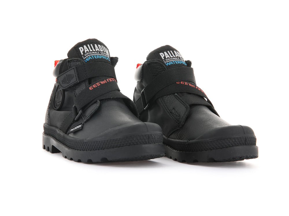 Palladium PAMPA HI CUFFSTR WP+ Kids' Boots Black | Canada-4651