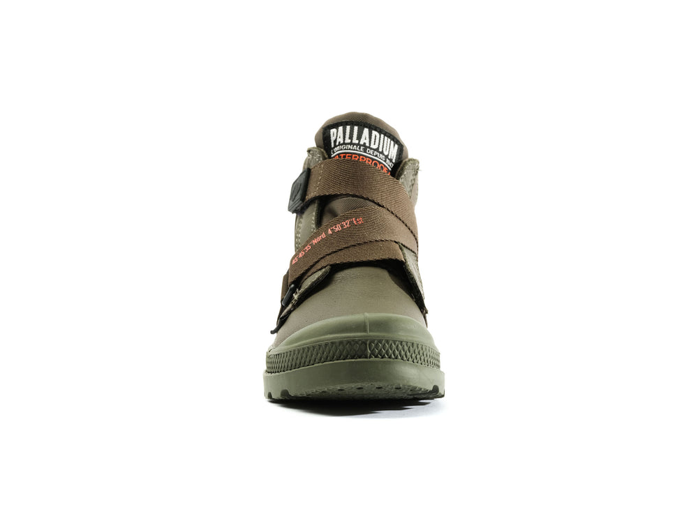 Palladium PAMPA HI CUFFSTR WP+ Kids' Boots Olive | Canada-7586