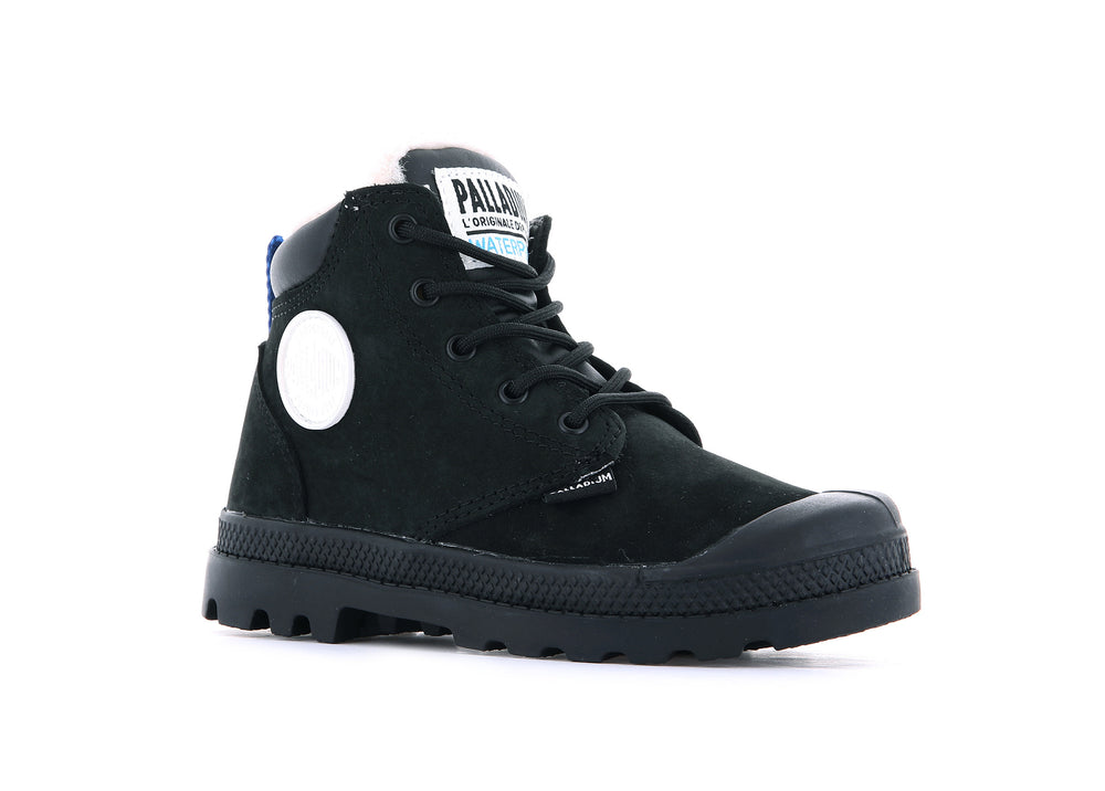 Palladium PAMPA HI CUFF WPS OZ Kids' Boots Black | Canada-9180