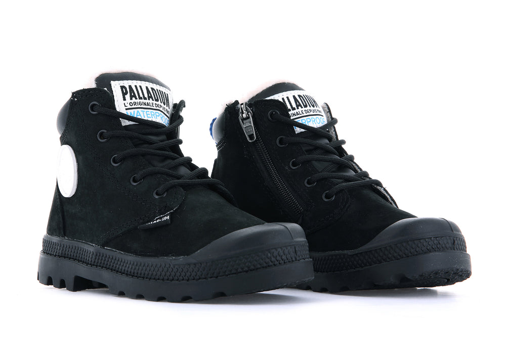 Palladium PAMPA HI CUFF WPS OZ Kids' Boots Black | Canada-9180