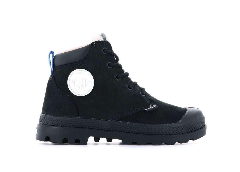 Palladium PAMPA HI CUFF WPS OZ Kids\' Boots Black | Canada-9180