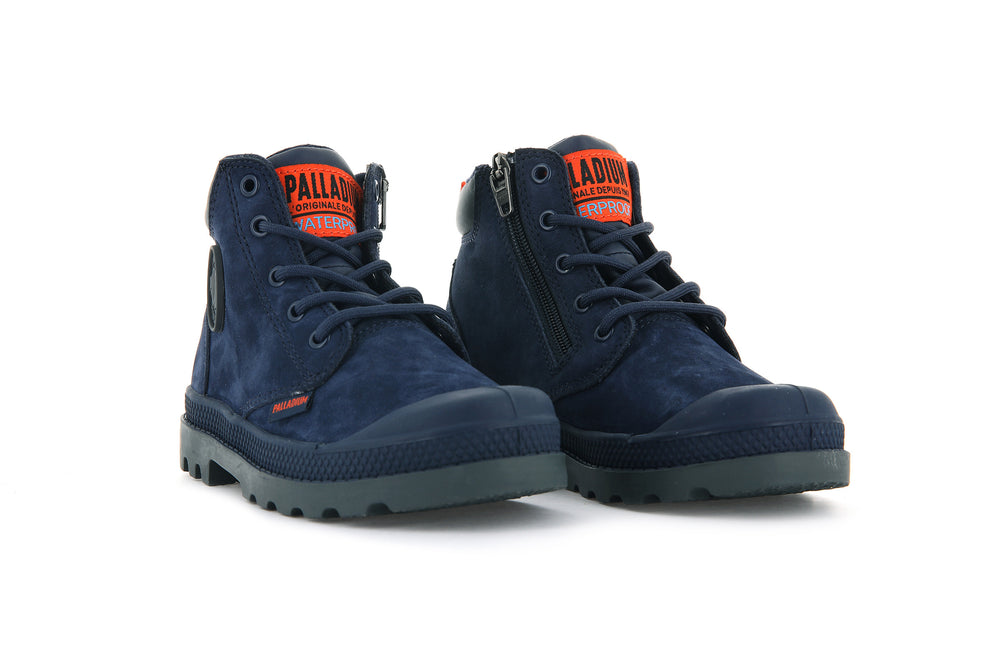 Palladium PAMPA HI CUFF WP OZ Kids' Boots Indigo | Canada-8015