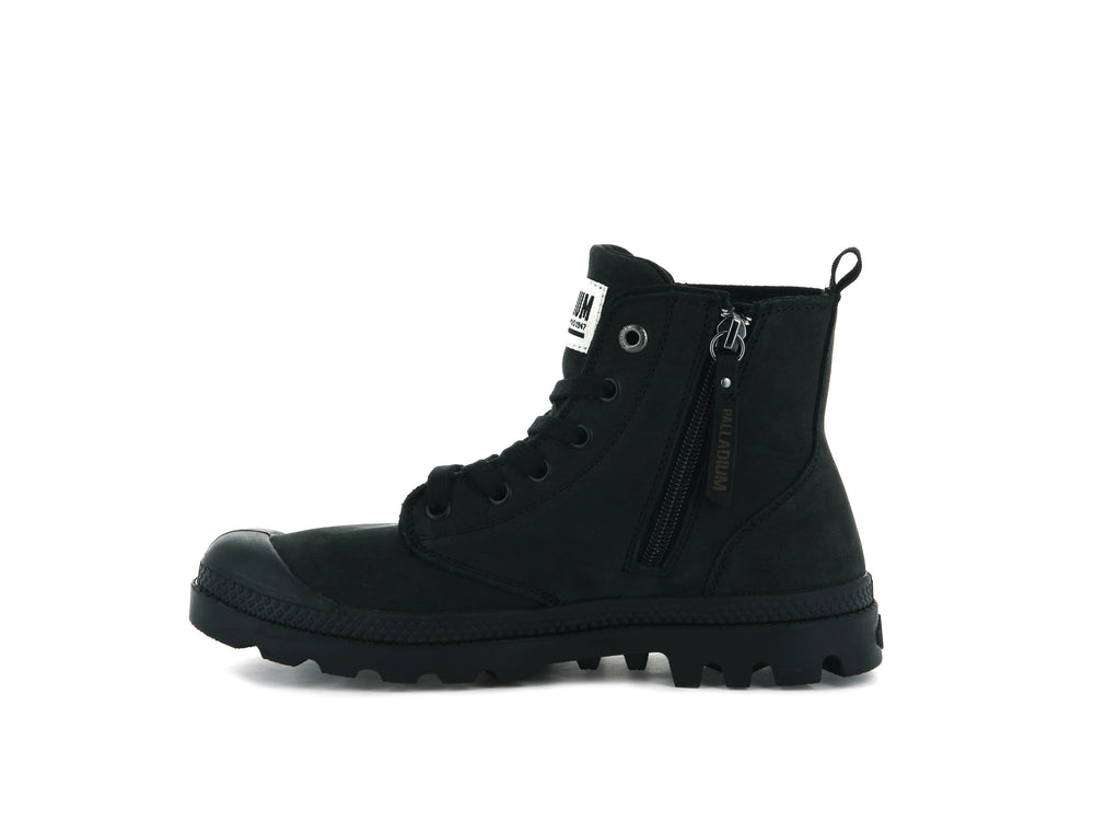 Palladium PAMPA HI ZIP NUBUCK Women's Boots Black | Canada-7154