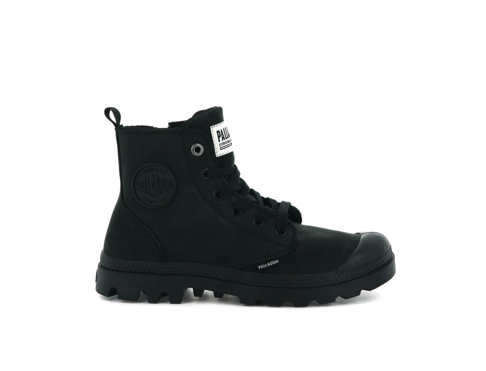 Palladium PAMPA HI ZIP NUBUCK Women\'s Boots Black | Canada-7154