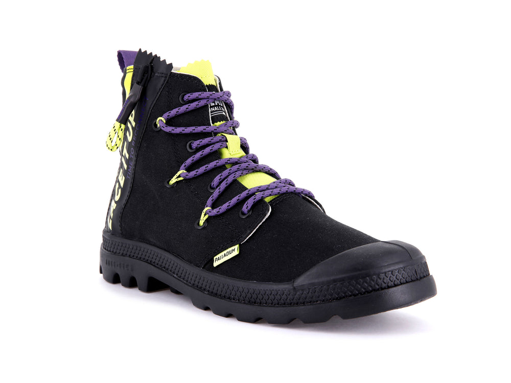 Palladium PAMPA LITE LACE IT Men's Boots Black / Light Green | Canada-2538