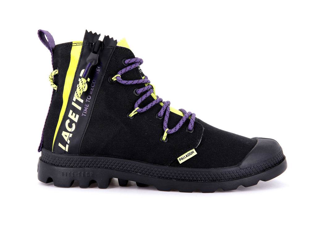 Palladium PAMPA LITE LACE IT Men\'s Boots Black / Light Green | Canada-2538