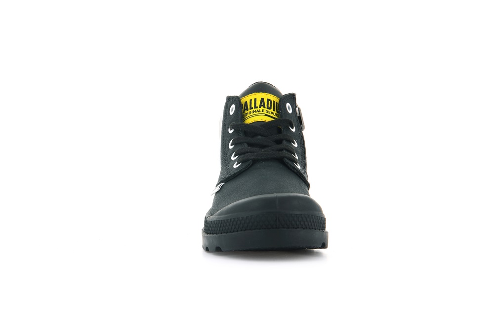 Palladium PAMPA MID LTH ZIP Kids' Boots Black | Canada-0869