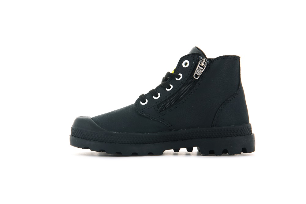 Palladium PAMPA MID LTH ZIP Kids' Boots Black | Canada-0869