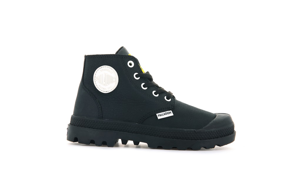 Palladium PAMPA MID LTH ZIP Kids\' Boots Black | Canada-0869