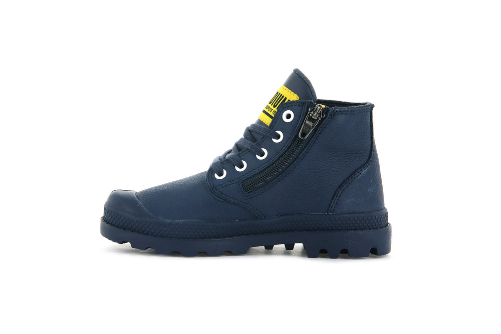 Palladium PAMPA MID LTH ZIP Kids' Boots Indigo | Canada-6940