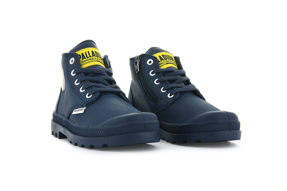 Palladium PAMPA MID LTH ZIP Kids' Boots Indigo | Canada-6940