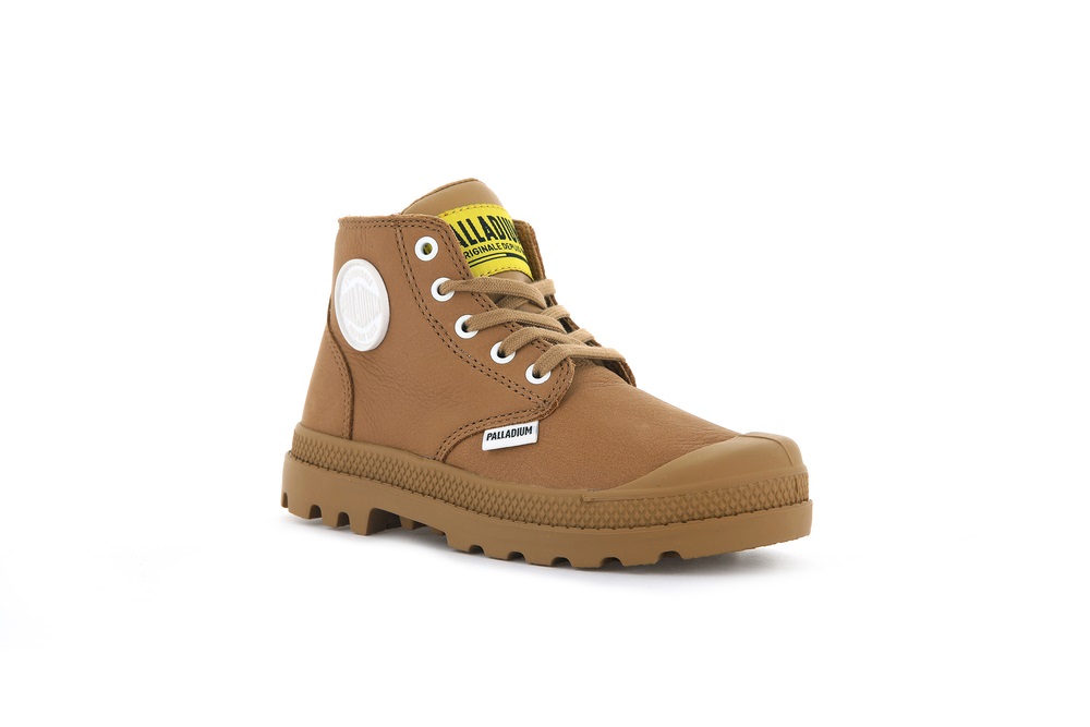 Palladium PAMPA MID LTH ZIP Kids' Boots Brown | Canada-8769