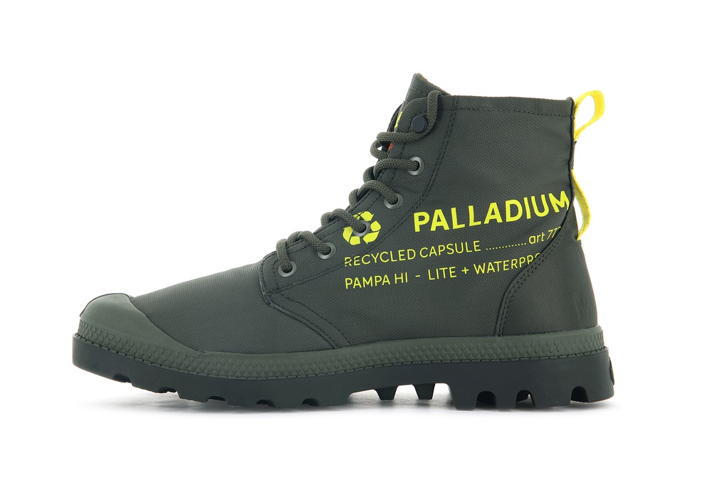 Palladium PAMPA RECYCLE WATERPROOF+ 2 Men's Boots Olive | Canada-8176