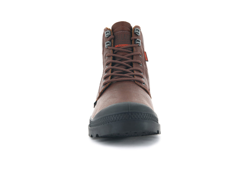 Palladium PAMPA SHIELD WP+ LTH Men's Boots Mahogany | Canada-5207