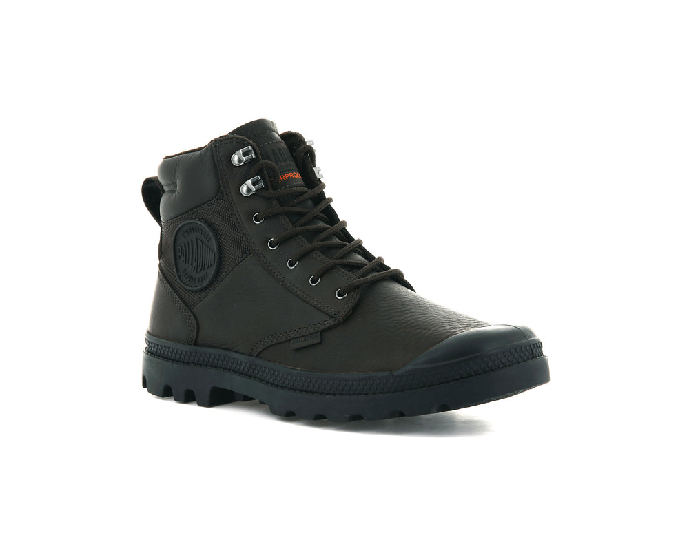 Palladium PAMPA SHIELD WP+ LTH Women's Boots Dark Brown | Canada-1083
