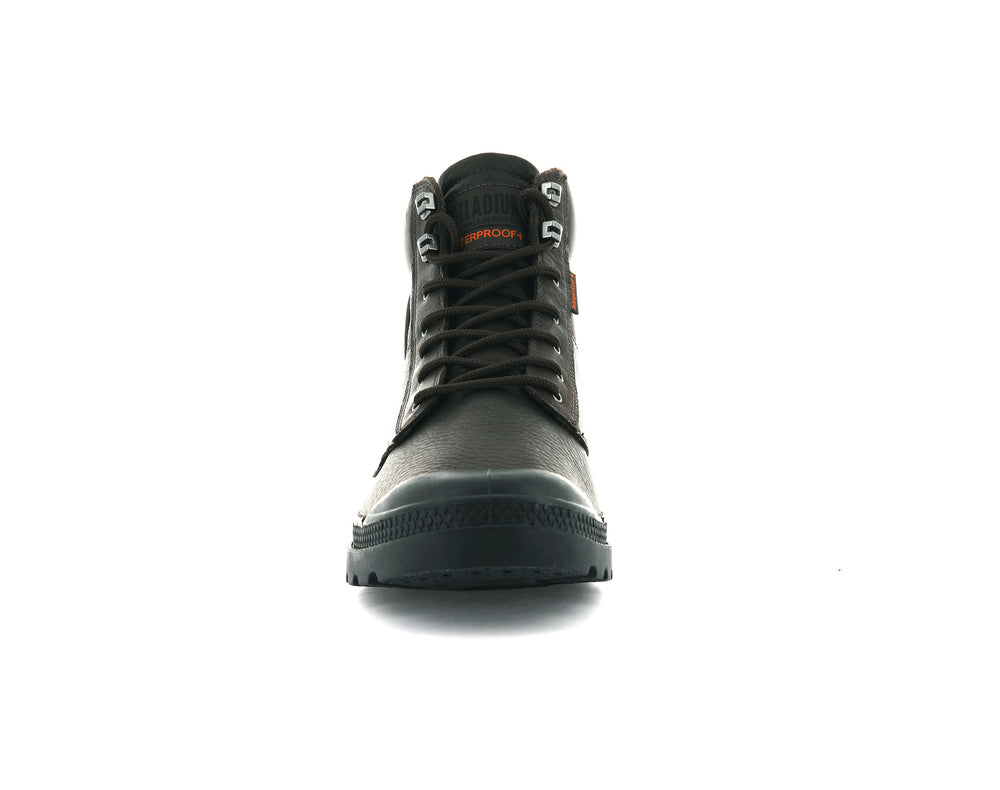 Palladium PAMPA SHIELD WP+ LTH Women's Boots Dark Brown | Canada-1083