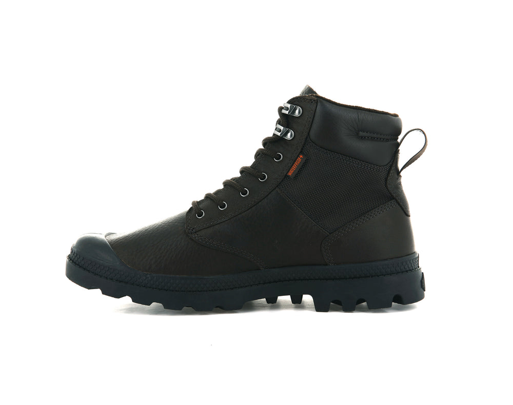 Palladium PAMPA SHIELD WP+ LTH Women's Boots Dark Brown | Canada-1083