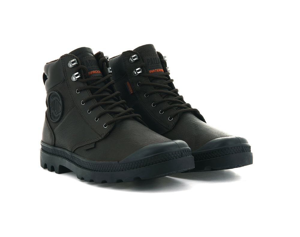 Palladium PAMPA SHIELD WP+ LTH Women's Boots Dark Brown | Canada-1083