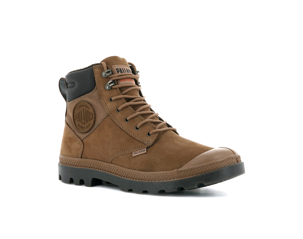 Palladium PAMPA SHIELD WP+ LUX Men's Boots Mahogany | Canada-2473