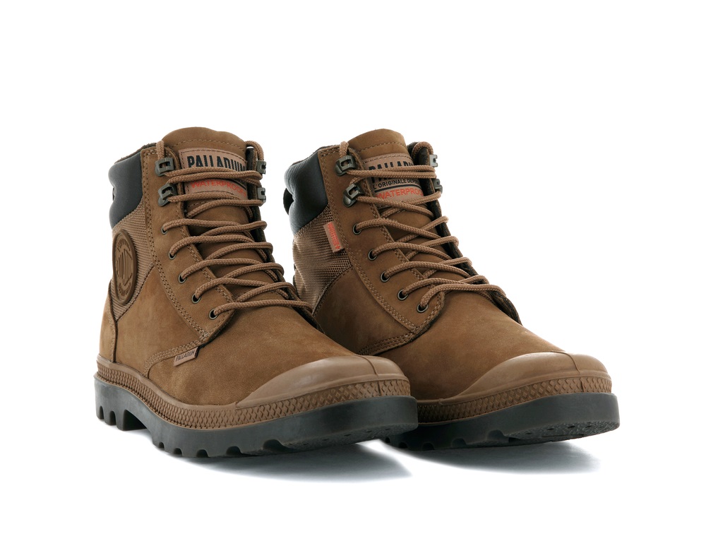 Palladium PAMPA SHIELD WP+ LUX Men's Boots Mahogany | Canada-2473