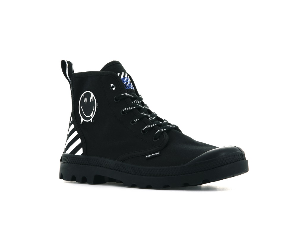 Palladium PAMPA SMILEY DT Men's Boots Black / White | Canada-2175