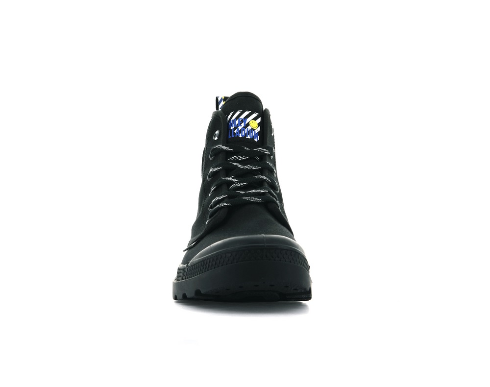 Palladium PAMPA SMILEY DT Men's Boots Black / White | Canada-2175