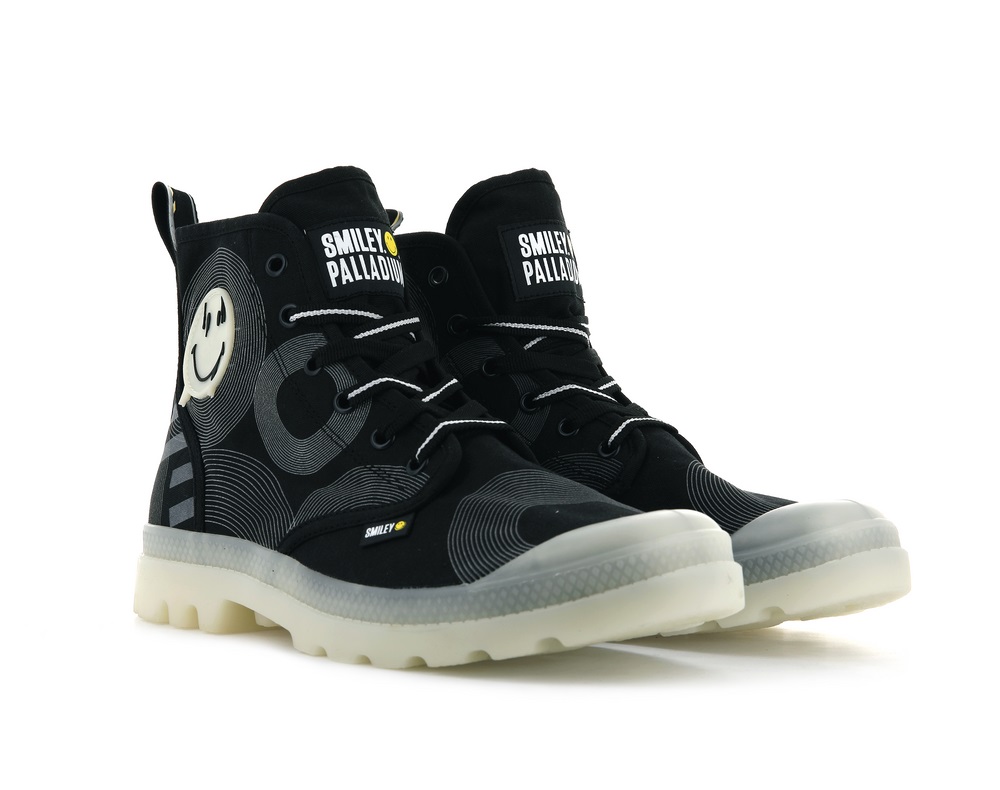 Palladium PAMPA SMILEY GITD Women's Boots Dark Grey | Canada-6423