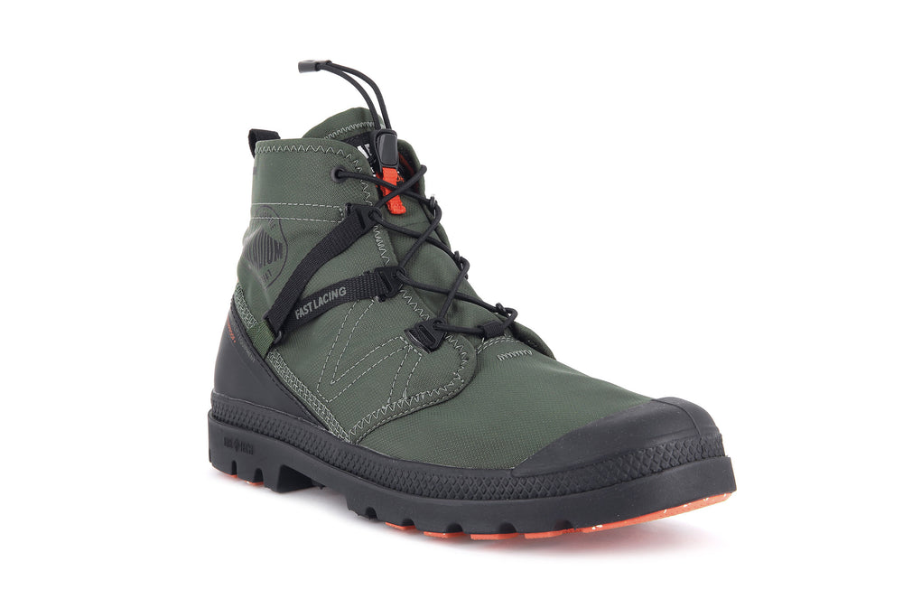 Palladium PAMPA TRAVEL LITE+ WATERPROOF Men's Boots Olive | Canada-5694